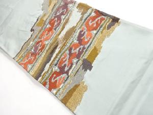 リサイクル　相良刺繍　抽象模様織り出し袋帯
